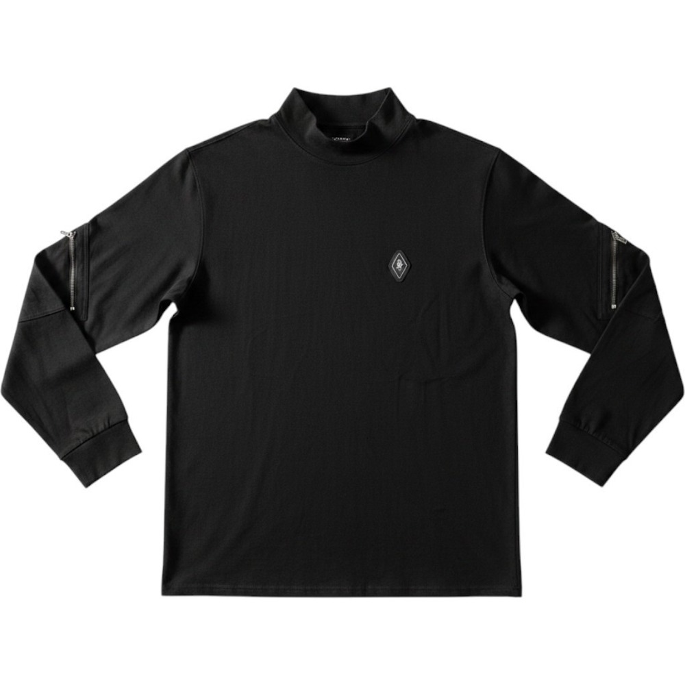 Saint Morta Mens Black Mock Neck Long Sleeve Shirt MED Utility Zip Cotton